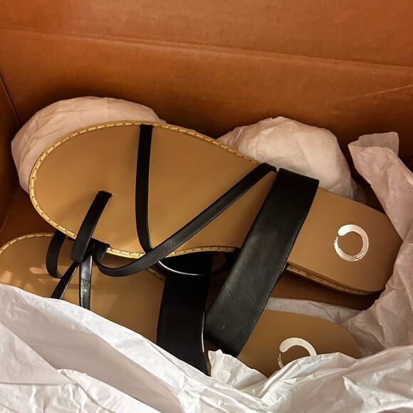 Journee Collection Toe Strap Slide Sandals 7.5 Black NWT Beach Resort Coastal - Picture 5 of 6